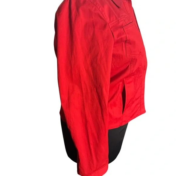 Jones New York Barbie core Red Lightweight Jacket Cotton blend Classic Collar - Picture 3 of 10